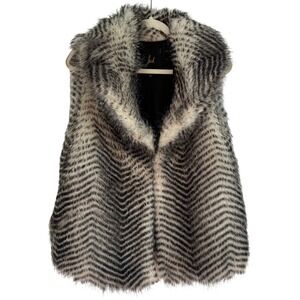 Jack‎ Faux Fur Black & White Sleeveless Glam Vest Jacket Size L
